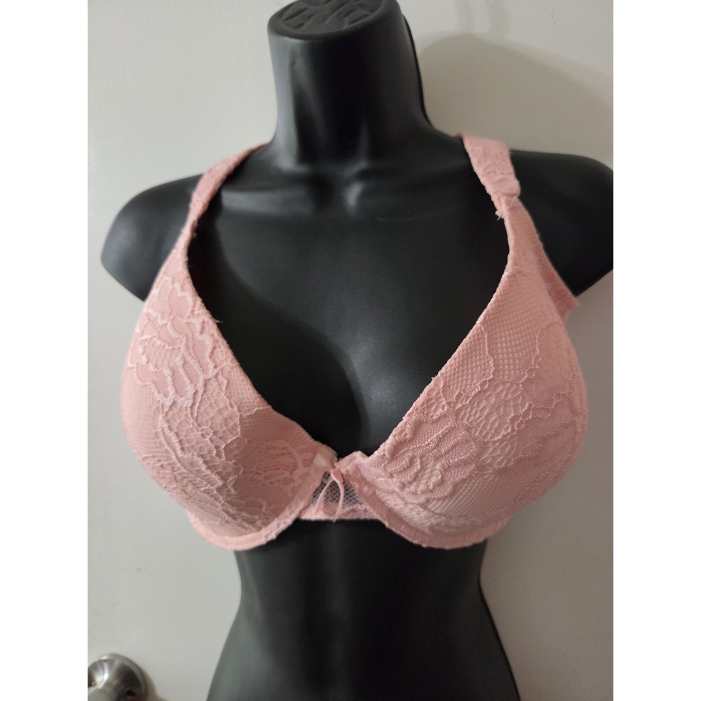 Delta Burke 38DD Pink Lace Underwire Bra Full Coverage Lightly Lined Women's